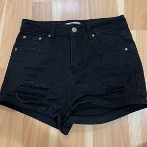 Black fishnet shorts